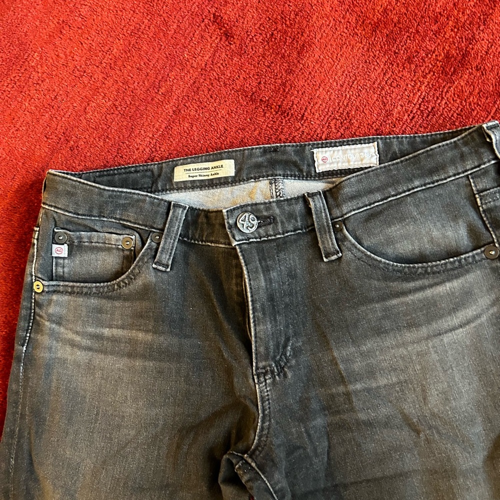 AG off black stretch skinny ankle jeans size 27